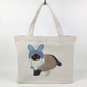 Personalized Cartoon Cat Canvas Tote Bag