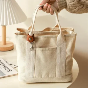Eco-friendly Canvas Tote Bag with Keychain