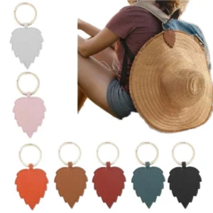 Round Leather Keychain with Heart Design