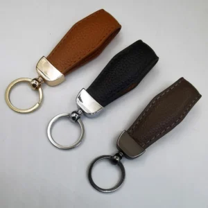 Genuine Leather Metal Keychain