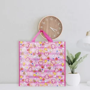 Pink Reusable Woven Shopping Bag