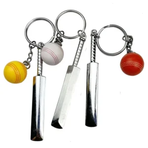 Metal Cricket Bat Ball Keychain