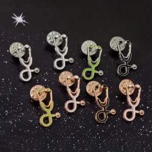 3d Plated Metal Stethoscope Lapel Pin