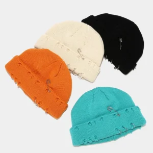 Unisex Distressed Knit Beanie