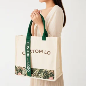 Canvas Tote Bag with Ribbon Handle
