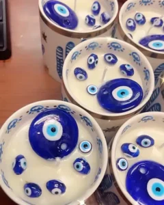 Customizable Blue Scented Candle with Amulet