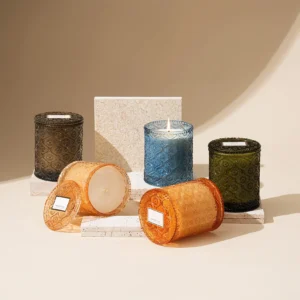 Handmade Luxury Scented Candle in Embossed Glass