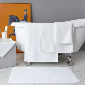 White Cotton Luxury Bath Mat Set